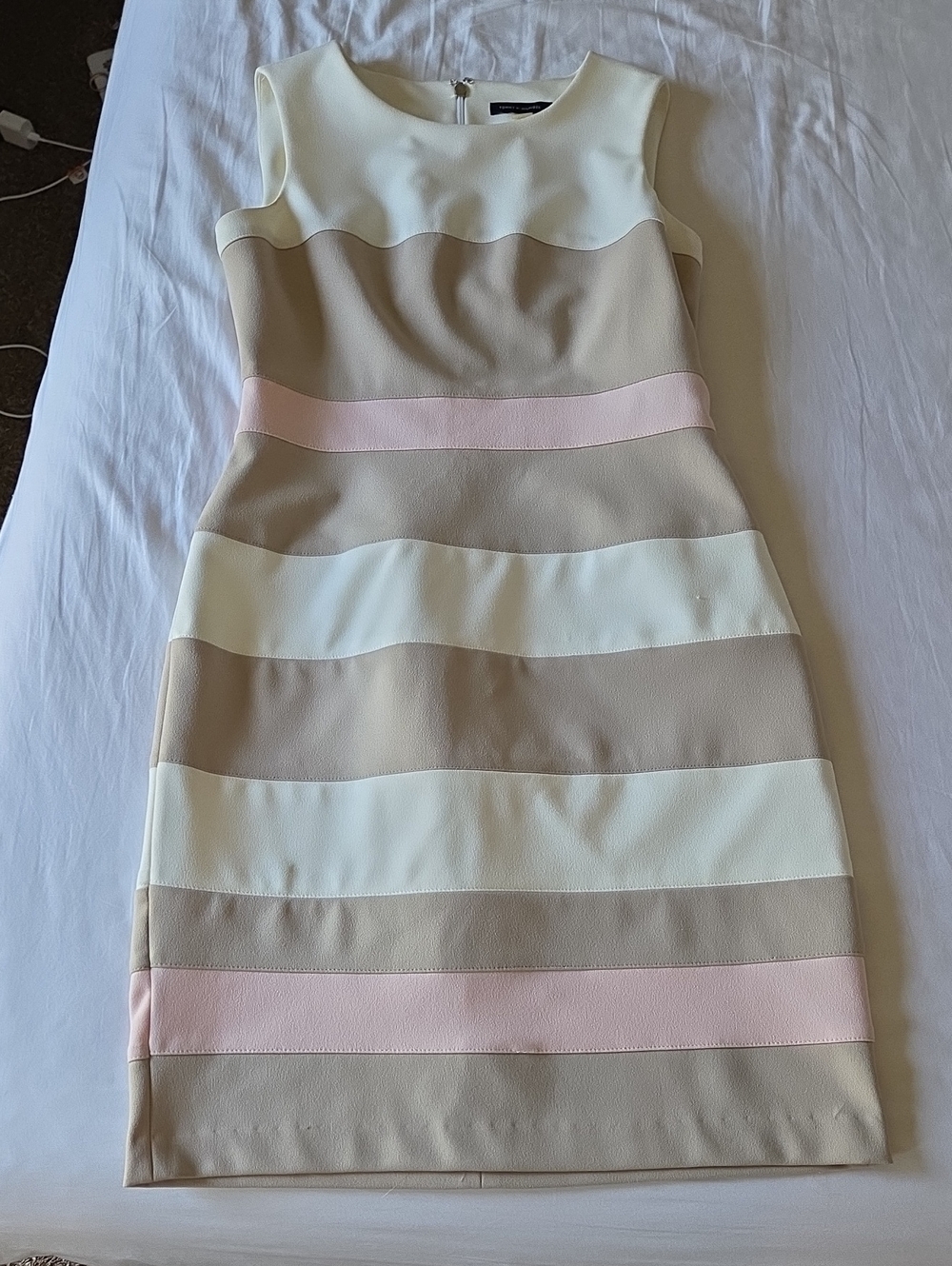 Tommy Hilfiger Striped Sheath Dress in Cream, Beige & Pale Pink